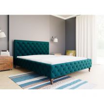 Elegantes Polsterbett 120x200 cm Piko - Blau - Blau - Graingold