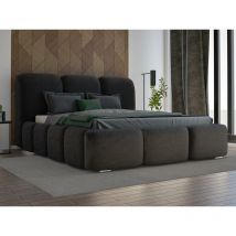 Graingold - Exklusive Polsterbett 160x200 cm Bubble - Velour Stoff, Bettkasten & Lattenrost - Schwarz (Magic velvet 2219) - Schwarz