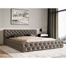 Polsterbett mit Bettkasten 180x200, Braun Samt, Palini