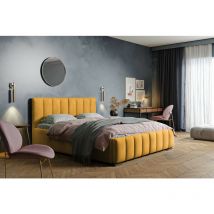 Polsterbett 180x200 cm Neos - Schlafzimmerbett, Doppelbett - Gelb (Magic Velvet 2215) - Gelb - Graingold