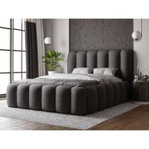 Polsterbett 120x200 cm Cloud - Bett mi Lattenrost - Samtstoff & Bettkasten - Schwarz - Schwarz - Graingold