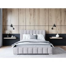 Graingold - Polsterbett 200x200 cm Santo - Schlafzimmerbett mit Bettkasten - Grau (Magic Velvet 2218) - Grau