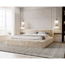 GRAINGOLD Polsterbett 160x200 cm Enjoy - Schlafzimmerbett mit Bettkasten & Lattenrost - Stoff Fellimitat - Beige