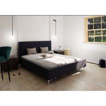 Samtbett 160x200 cm Prince - Dunkelblau - Dunkelblau - Graingold