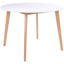 Altobuy - gram - Table Repas Ronde 105cm Naturelle et Blanche