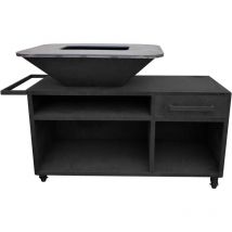 Purline - Grand barbecue avec armoire et plaque de cuisson en acier