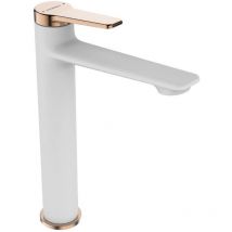 Kuchinox - Robinet Salle De Bain Mitigeur Lavabo Haut Blanc Or Monocommande Alians