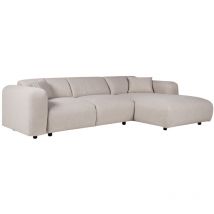 Vente-unique - Grand canapé d'angle droit en tissu chiné beige pogni de Maison Céphy