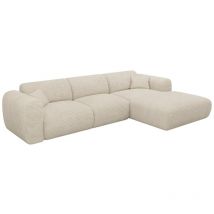 Vente-unique - Grand canapé d'angle droit en velours côtelé beige pogni de Maison Céphy