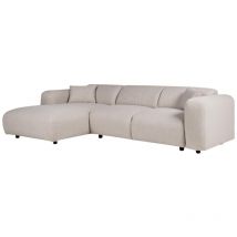 Vente-unique - Grand canapé d'angle gauche en tissu chiné beige pogni de Maison Céphy
