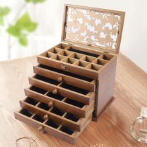 Senderpick - Grand coffre à bijoux en bois rétro à 6 niveaux Organisateur de présentation Coffre à bijoux en bois comme cadeau pour maman et petite