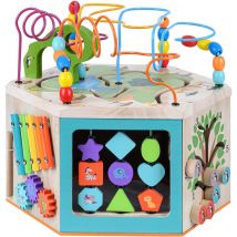 Teamson Kids - Grand Cube D'Activité En Bois 7 En 1 Jeu d' Éveil 1 An Premier Âge Éducatif Apprentissage Bébé PS-T0005 - Multicolore