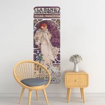 Grand Décor Panoramique Découpé, affiche mucha, dame aux camélias, Sarah Bernhardt, 1900, art nouveau