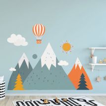 Grand Décor Panoramique Découpé, Décoration Chambre Enfant,Paysage, Montagne, Couleur