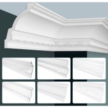 Stuckleisten Decke Barock Stil, Pu Hartschaum Weiß - 2m Deckenleisten Gemustert C-serie: Max. Paket (bester Meterpreis), C701 - 79x52mm - Grand Decor