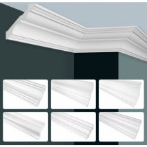 Stuckleisten Decke modern, pu Hartschaum weiß - 2m Deckenleisten glatt P-Serie:Max. Paket (bester Meterpreis), P803 - 75x76mm - Grand Decor