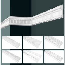 Hexim - grand decor Stuckleisten Wand flach Barock Stil, pu Hartschaum weiß - 2m Wandleisten gemustert CR-Serie: Max. Paket (bester Meterpreis),