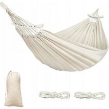 Grand Hamac Double Xxxl 260x150cm + Bandeau Confortable Crème