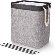 Alovez - Großer Wäschekorb, faltbarer Wäschesack mit Seilgriffen, Aufbewahrungsbehälter, geeignet für Schlafzimmer, Waschküche, Badezimmer, 60 x 42 x