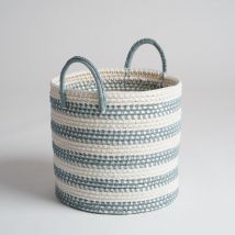 Grand panier de rangement en corde gris et écru xl Guapa