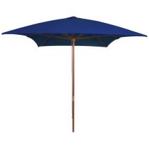 Le Poisson Qui Jardine - Grand Parasol Rectangle 300 x 200 x 250 cm Bleu. Poteau en bois. Raffinement et Ombre Terrasse et Jardin - Bleu