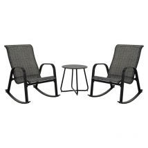 Grand Patio 3 Pieces Rocking Chair Set, Textilene Rocking Bistro Sets with 2 Armchair and 1 Side Table, Weather Resistant, Outdoor Furniture