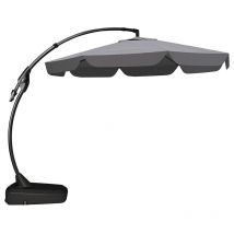 Grand Patio 300CM Cantilever Umbrella with Base, Deluxe NAPOLI Curvy Aluminum Offset Umbrella, Crank Lift Operating, Parasol Umbrella for Pool,