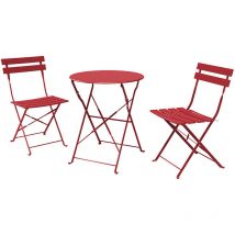 Grand Patio Bistro Set 3 Pieces, Rust-Resistant 2 Chairs and 1 Table, Sturdy Steel Frame, Foldable Garden Furniture Set(Red)
