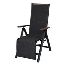 Grand Patio - Folding Recliner Chair With Footrest, Aluminium Folding Chair, Lightweight, Portable, Adjustable 6-Position High Backrest, Textile,
