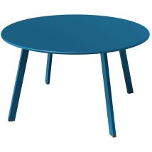 Round Coffee Table, Round Metal Side Table, Weather Resistant, Garden Table for Living Room, Hallway, Bedroom, Garden, Terrace, Balcony(Peacock Blue)