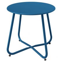 Grand Patio - Side Table, Round Metal End Table, Lightweight, Weather Resistant, Snack Table for Indoor, Garden (Peacock Blue)