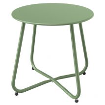 Grand Patio - Side Table, Round Metal End Table, Lightweight, Weather Resistant, Snack Table for Indoor, Garden (Sage Green)