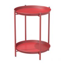 Grand Patio table d'appoint 2 étages, petite table à café en métal, résistante aux intempéries, table d'extrémité ronde pour patio, extérieur, salon,