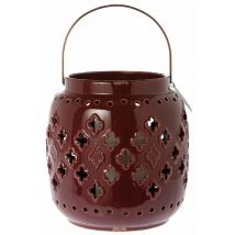 Grand porte bougie en céramique bordeaux