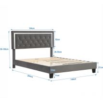 L&h-cfcahl - Lit rembourré 140x200 avec sommier à lattes et tête de lit, lit pour jeunes, pour adultes & adolescents, support de lattes en bois,