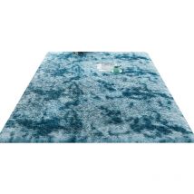 Grand tapis abstrait moderne pour la maison, le bureau, la chambre et le salon - bleu paon tie-dye