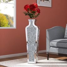 Shyfoy - Grand vase sur pied - vase miroir de luxe 3D68cm avec décoration en diamant, style couloir de mode art moderne