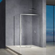Grand Verre - Cabine de douche avec ouverture coulissante accès de face profilés chromés 160x90