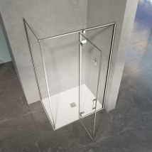Grand Verre - Cabine de douche en verre et aluminium avec porte pivotante ouvrante vers la droite 140x70x195