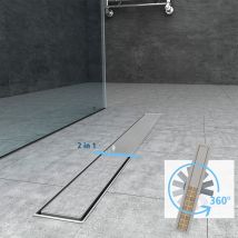 Grand Verre - Caniveau de douche Siphon largeur 110 cm tournant 360° à carreler pour douche italienne