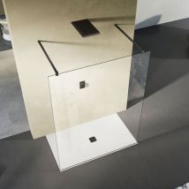 Grand Verre - Paroi de douche à l'Italienne avec entrée des deux cotés Paroi de douche avec 2 barres de fixation en noir mat 80x200
