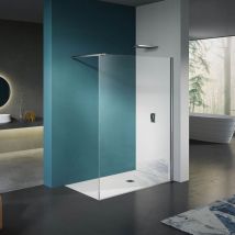 Grand Verre - Paroi de douche en verre Extra-clair purifié 90x200 avec profilé mural en inox et barre extensible 73-120 cm