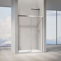 Grand Verre - Porte de douche coulissante à amortisseurs en verre clair 8mm avec cadre chromé 150x 195
