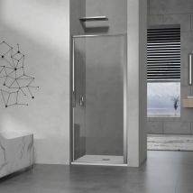 GRAND VERRE Porte de douche pivotante à ouverture intérieure et extérieure profilé chromé 90x190