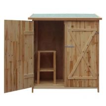 Grande cabane de jardin en bois pour le rangement des outils et le stockage des objets de jardin.