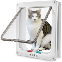 Grande chatière (dimensions extérieures 28 x 24,9 x 5 cm), chatière à 4 voies pour chats et petits chiens, facile à installer et à utiliser