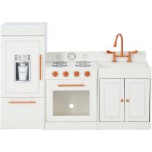 Teamson Kids - Grande Cuisine de Jeu Little Chef Paris avec Accessoires Complet, Blanc/Or Rose