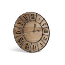 Grande Horloge Ancienne Bois Métal Marron 66x4x66cm - Bois-Métal - Décoration d'Autrefois