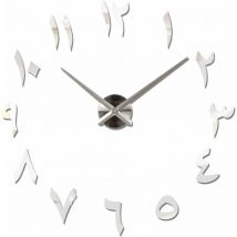 Grande Horloge Murale diy Silencieuse Moderne Sticker 3D Home Office Decor Cadeau,argenté (Argent)