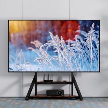 Unho - Grande Porta tv da Terra Supporto tv da Pavimento Mobile Ripiani Legno Bello Design per 40-75 Pollici Regolabile in Altezza Max vesa 600x400mm